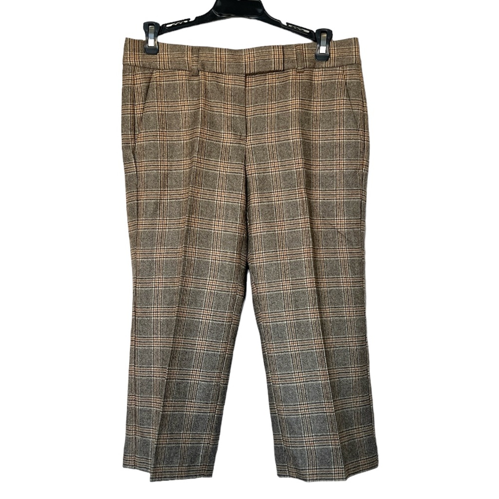 Theory Brown Plaid Wool Blend Capris Size 2